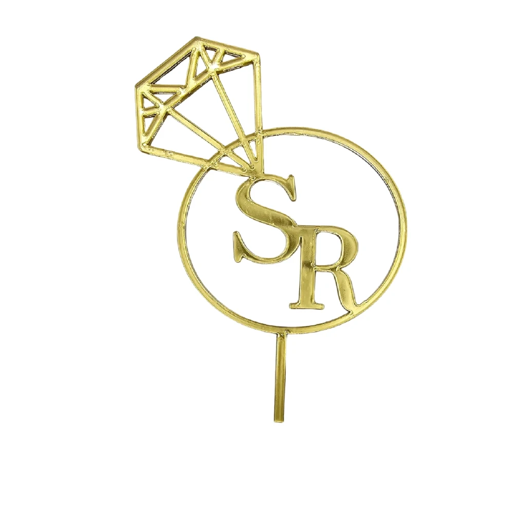 Buy Ring initial cake topper